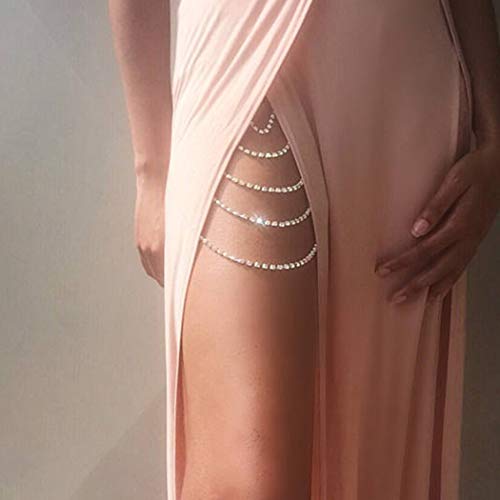 REETAN Thigh Garter Belt Rhinestone Leg Chain for Women - style: Style A-Gold