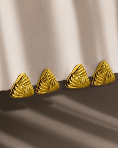 Gold Chunky Earrings for Women Trendy, 14K Gold Plated Dainty Kont Earrings Statement Minimalist Hypoallergenic Stud Earrings - color: Gacia & Gold
