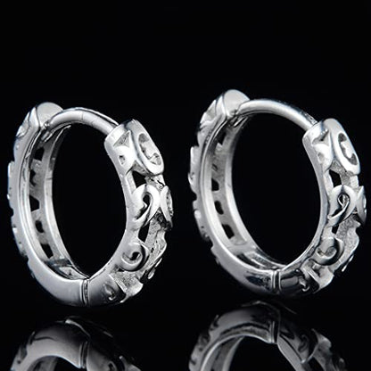 Stainless Steel Knotted Flower Floral Pattern Huggie Cuff Hoop Earrings
