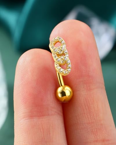 Belly Button Rings 14G Reverse Belly Navel Rings for Womne Gold Floating Navel Piercing Jewelry Stainless Steel - color: YG-Lock