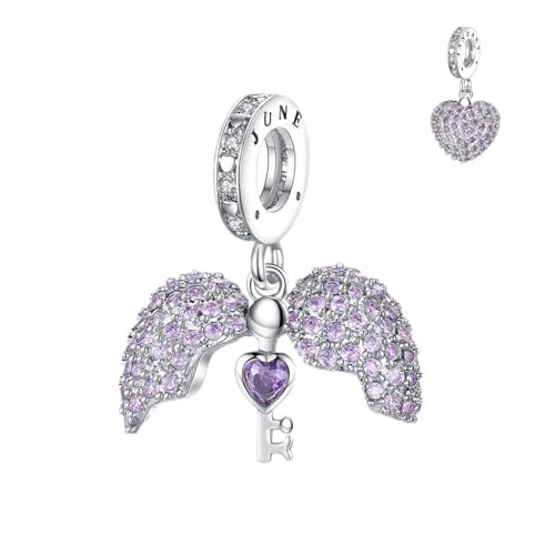 Annmors Birthstone Charms for Bracelet 925 Sterling Silver Charms fit Bracelet Necklace Dangle with 5A Cubic Zirconia Christmas Valentine Mother's Day Gift for Women - color: 06-June-Pearl Alexandrite