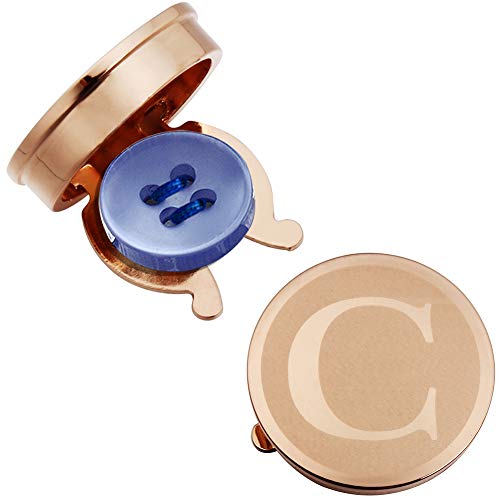HAWSON Men's Letter Initial Button Cover Cufflinks Letter Rose Gold/Silver Suitable for Formal Business Shirt Letter A-Z - color: Rose Gold Color - C