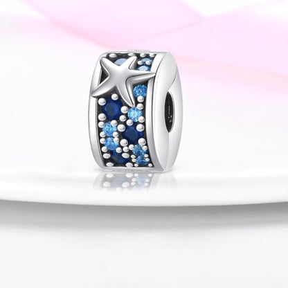 925 Sterling Silver Stopper Clip Charms for Bracelet Necklace Spacer Beads with 5A Cubic Zirconia Mother's Day Christmas DIY Gift for Women(2PCS) - style: Ocean Starfish Fixed Clip Charm