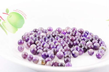 Natural Stone Beads 100pcs 8mm Amethyst Round Genuine Real Stone Beading Loose Gemstone Hole Size 1mm DIY Charm Smooth Beads for Bracelet Necklace Earrings Jewelry Making (Amethyst) - color: Amethyst Purple, size: 8mm