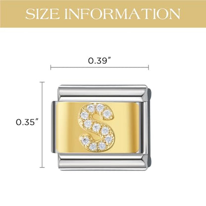 Stainless Steel Italian Charm Bracelet, 18 Link Starter Bracelet 9mm Charms | Italian Charm Bracelet with 9Pcs/20Pcs Charms and Opening Tools, Classic 9mm Modular Charm, Personalized Jewelry Gift - color: Gold S