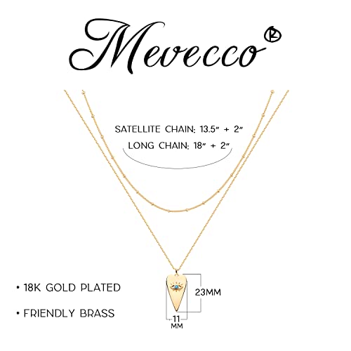 MEVECCO Dainty Pendant Layered Necklaces for Women | 18K Gold Plated Brass, 2-Piece Set With A Choker-Length Upper Layer, Wear Together Or Separately, Refined Everyday Style - style: Heart evil eye