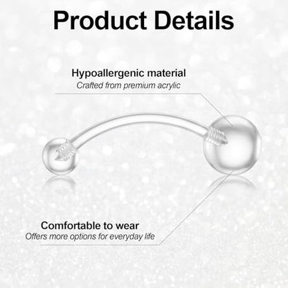 10pcs Plastic Belly Button Rings 14g Plastic Pregnancy Belly Rings | Curved Barbell Navel Piercing Retainers Jewelry Invisible Navel Ring for Work Surgery