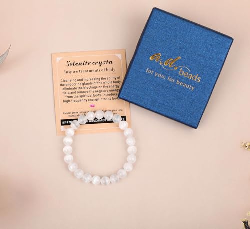 AD Beads Handmade Gemstone Stretch Elastic Bracelet Crystal Healing Reiki Nature's Beauty and Spiritual Essence Unisex (6mm, Selenite Crystal (Inspire Treatments)) - color: Selenite Crystal (Inspire Treatments), size: 6mm