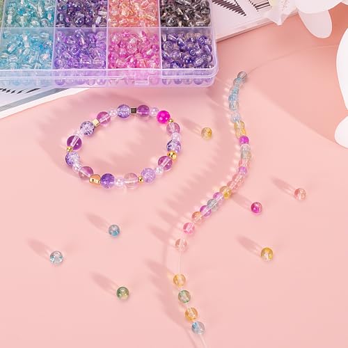 XSEINO 24 Colors 1200PCS Transparent Gradient Glass Beads Kit 6mm DIY Craft Glass Beads, Fit for Bracelets, Jewelry Making, Necklace - color: Gradient Series