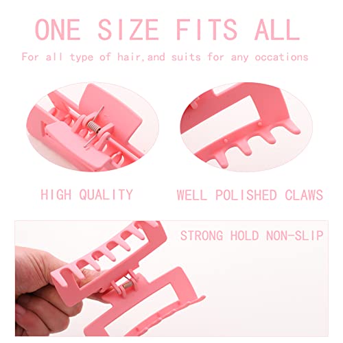 12 Pack Pink Square Claw Clips, Big and Small Neutral Rectangle Hair Claw Clips, Non-slip Matte Large Hair Clips for Women,Strong Hold jaw clip for Thick Thin Hair - color: Mixed Pink