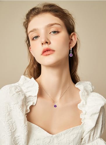 IFKM Silver Jewelry Sets For Women Rhinestone Pearl Crystal CZ Choker Necklace Earrings Bracelets Set For Bridal Bridesmaid Accessories Wedding Prom Anniversary Birthday Gifts - color: Purple
