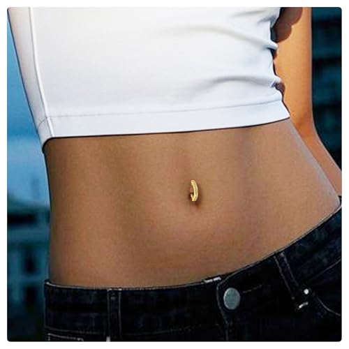 Vsnnsns 14G Clicker Belly Button Ring Piercing Jewelry 316L Stainless Surgical Steel Diamond CZ Navel Rings Clear CZ Clip Belly Button Ring Piercing Jewelry for Women Men 14 Gauge 10MM 12MM - color: 10MM-Gold