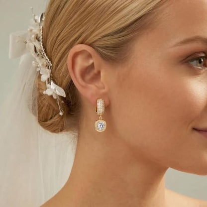 LLWOM Gold Dangle Earrings for Women-Trendy 14K Gold/Silver Plated Cubic Zirconia Huggie Hoop Earrings Teardrop Earrings Lightweight Hypoallergenic Statement Jewelry Gifts for Women - color: CZ-G-Dangle Hoop