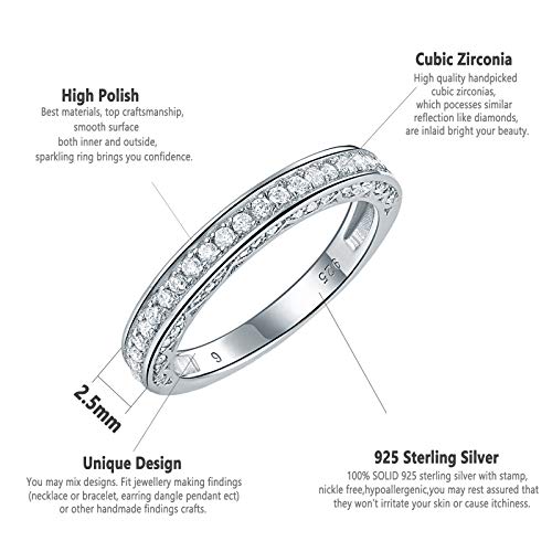 Newshe Jewellery Stackable Wedding Band Cubic Zirconia Engagement Rings for Women 925 Sterling Silver Eternity Anniversary Bridal Size 4-13