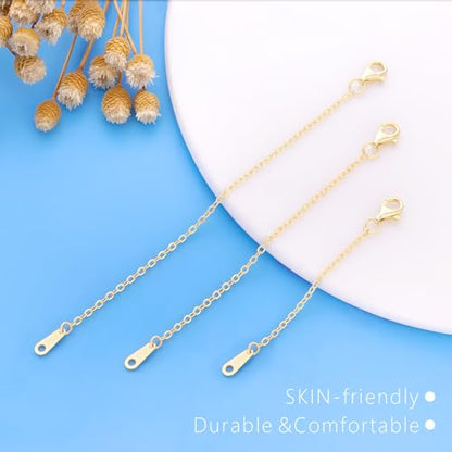 925 Sterling Silver Necklace Extender Gold Necklace Extender Gold Chain Extenders for Necklaces 2", 3", 4" Inches - color: Gold, size: 2 3 4 inch