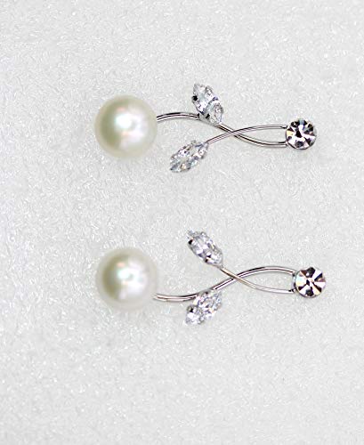 Faship Genuine Freshwater Pearls Floral Necklace Earrings Set | Premium CZ Crystal, Gorgeous, Sparkling - color: Clear