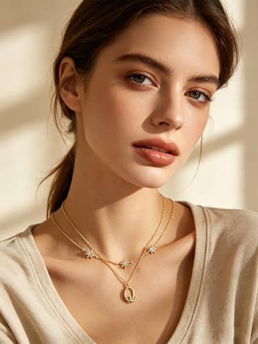 14K Gold A-Z Initial Lette Necklace Star Choker Women Necklace | Personalized Initial Jewelry, Meaningful Name Letter Gift for Women Wife Mom Friend, Perfect Present For Birthday/Anniversary - style: 14K Gold-Q
