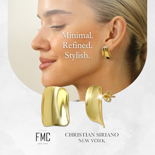 18K Gold Plated Sterling Silver Earrings for Women – Pure & Polished, Twist, Square, Hinged Tube, Abstract & Heart Shape Hoops – Lightweight, Hypoallergenic, Non-Tarnish Jewelry (Sizes: 3x35mm-46x30mm) - color: Gold, size: Rectangular Shape (22 x 16mm)