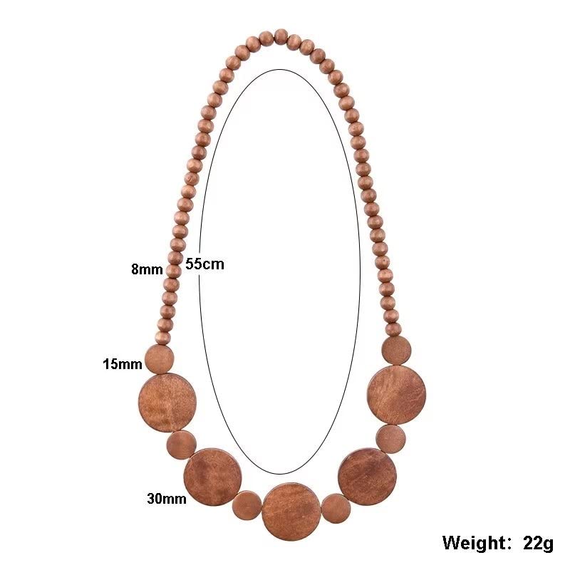 Todu Natural Wooden Beads Statement Necklace Handmade Boho African Tribal Choker Necklace Simple Hippie Vacation Jewelry for Unisex Men Women - color: 1