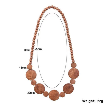 Todu Natural Wooden Beads Statement Necklace Handmade Boho African Tribal Choker Necklace Simple Hippie Vacation Jewelry for Unisex Men Women - color: 1