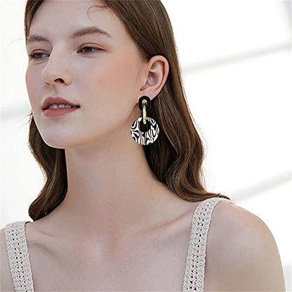 ONLYJUMP Exaggerated Geometry Earrings Acrylic Round Square Triangle Heart Dangle Earrings for Women Multilayer Bohemia Earrings Classic Retro Minimalist Earrings Statement Jewelry - color: Milk Acrylic