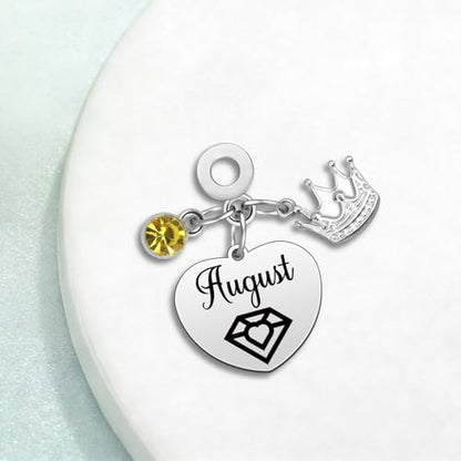 Birthday Gifts for Women Birthstone Charms for Bracelets Necklaces Jewelry Gift for Mom Wife Daughter Granddaughter Niece Sister Girlfriend - color: August