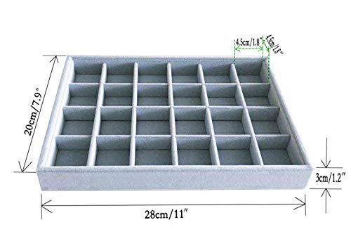 Multi Function Practical Drawer Organizer Jewelry Show Tray Home Store Premium Grade Gray Velvet Stackable Organizer Closet Storage Removable 24-Grid Jewelery Collection Drawer Divider Inserts - size: 24-Grid