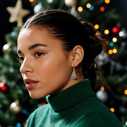 Jean Beau Drop Hoop Earrings for Women, Fasion Jewelry Gift - color: Green Tree