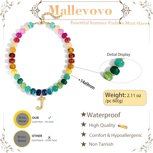 Chunky Beaded Bubble Initial Pendant Necklace Jewelry for Women | Big Large Bead Choker Letter Necklace Summer Beach Beachy Womens Statement Charm Gifts - color: Colorful J