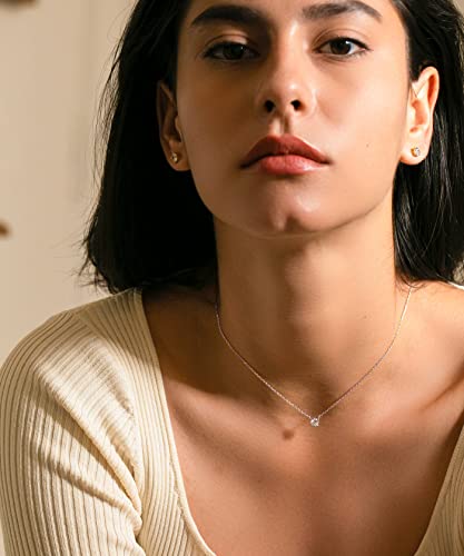 S.Leaf 18K Gold Plated Cubic Zirconia Choker Necklace for Women 925 Sterling Silver Layered Coin Moon Star Heart Circle Crystal Lariat Pendant Necklaces Gifts for Women Trendy - color: Round_Silver