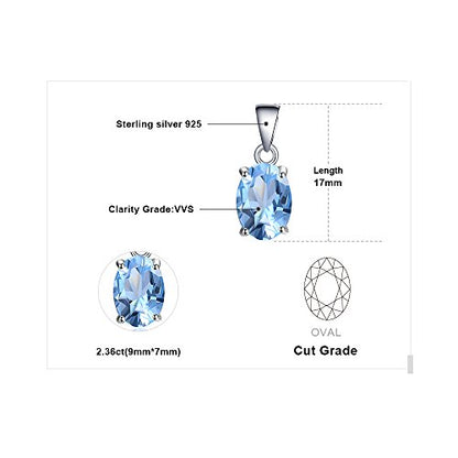 JewelryPalace Natural Gemstone Garnet Peridot Amethyst Citrine Blue Topaz Birthstone Solitaire Pendant Necklace Jewelry Set, 14k Gold Plated 925 Sterling Silver Necklaces for Women, 18 Inch Box chain - color: M-Sterling Silver-Topaz