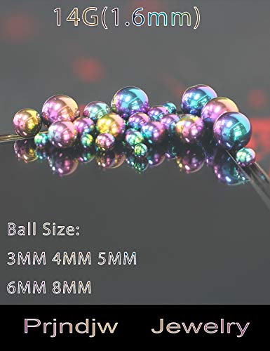 Prjndjw 25Pcs 14G 16G Replacement Balls internal thread & Externally Threaded Surgical Steel Balls Industrial Barbell Tongue Nipple Belly Button Eyebrow Rook Piercing Rings Parts 3MM-8MM - color: 25Pcs-14G-Mixed Color