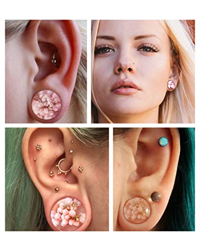 Flower Ear Plugs 2PCS 2g-1'' Double Fleur Planche Resin Plugs for Ear Body Piercing
