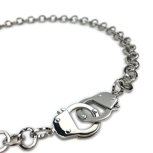 Succuba Stainless Steel Handcuff Choker Necklace Chain Pendant Choker Collar Necklace for Women and Men from 16 to 24 Inches with Box - color: A, size: 22 Inches
