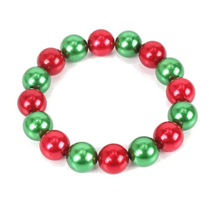 Fuqimanman2020 Chunky Large Simulated Pearl Choker Necklace Drop Dangle Earrings Crystal Bib Big Round Beaded Strand Multicolor Costume Statement Wedding Jewelry Set for Women Brides - color: Christmas Set
