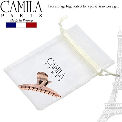 Camila Paris CP2597 French Hair Clip for Women, Narrow, Strong Hold Grip Double Teeth Girls Hair Claw Clips Jaw, Fashion Durable Styling Hair Accessories for Women, Made in France - color: Rose 4"