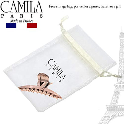 Camila Paris CP2597 French Hair Clip for Women, Narrow, Strong Hold Grip Double Teeth Girls Hair Claw Clips Jaw, Fashion Durable Styling Hair Accessories for Women, Made in France - color: Rose 4"