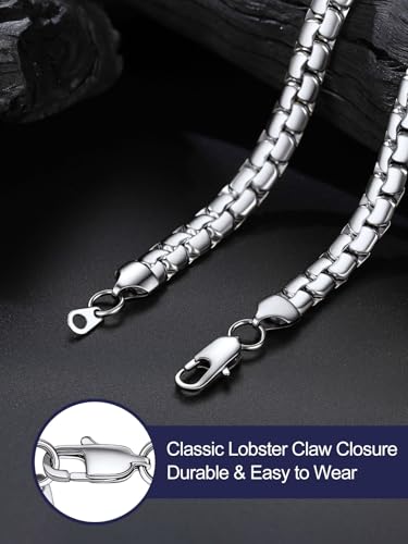 Bandmax Solid Stainless Steel Flat Box Link Chains 2MM/4MM/6MM/8MM Silver/Gold/Black Rolo Cable Chain Necklaces for Men Women 14"-30" Length, Gift Packed - color: 10 8MM-Silver Tone