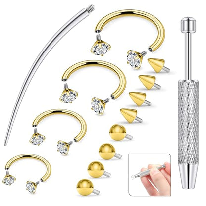 16g Septum Rings Internally Threaded Surgical Steel Septum Jewelry Lip Rings Hoop Labret Jewelry Horseshoe Earrings Daith Piercing Jewelry for Women Men 6mm 8mm 10mm 12mm Silver Gold - color: Gold 16G Horseshoe Rings