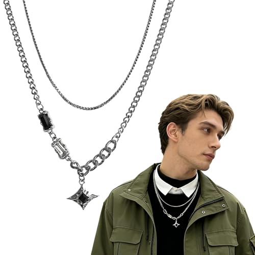 Double Layer Necklace for Women Trendy Layered Jewelry Adjustable Chain Necklace for Daily Wear and Special Occasions - color: Silver Star