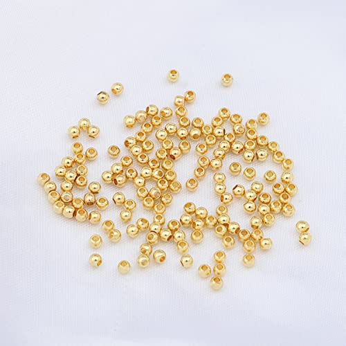 14K Gold Plated Round Spacer Beads 2.5mm 500pcs for Jewelry Making Findings Non Tarnish - color: 14K Gold, size: 2.5mm
