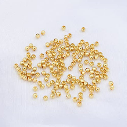 14K Gold Plated Round Spacer Beads 2.5mm 500pcs for Jewelry Making Findings Non Tarnish - color: 14K Gold, size: 2.5mm