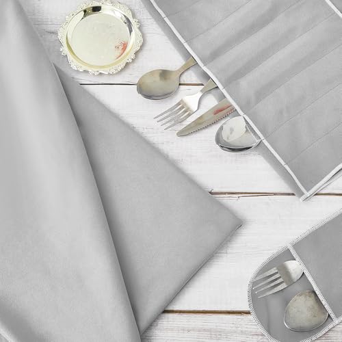 Jecery 1.1 Yard Anti Tarnish Silver Cloth by the Yard, Luxury Jewelry Silver Polishing Storage Protect Cloths for Silverware Flatware Silversmith Polishing(Gray) - color: Gray