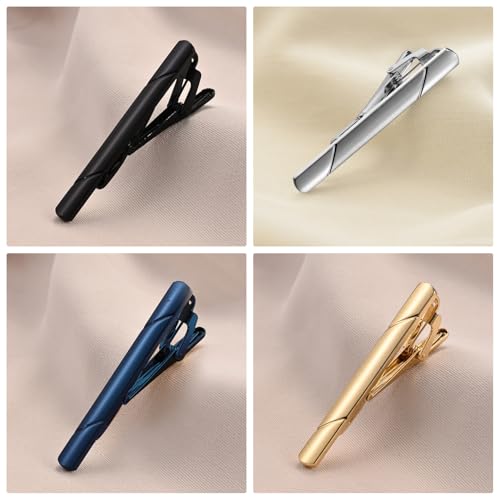 wynameleri Tie Pins for Men Silver Black 3 Pcs 10 PCS Short Tie Clip Set 2.3, 2.4 Inch Business Shirt Necktie Pinch for Men - color: B0310015