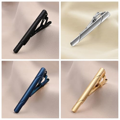 wynameleri Tie Pins for Men Silver Black 3 Pcs 10 PCS Short Tie Clip Set 2.3, 2.4 Inch Business Shirt Necktie Pinch for Men - color: B0310015