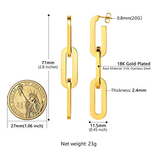 PROSTEEL Stainless Steel Huggie Hoop Earrings for Mens Gold/Black/Silver | Skull/Infinity Pattern, Spike/Cuban Links 4 Design Options Hypoallergenic Lightweight Earring Hip Hop Punk Gothic Jewelry - style: 13-Link Dangle-Gold