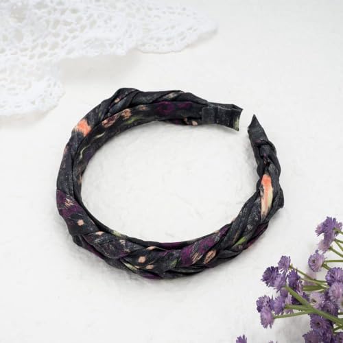 Madison Tyler Boho Headbands - Top Knot With Rhinestones, Non Slip for Outdoor & Party (Purple & Black) - color: Purple and Black