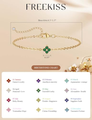 Freekiss Gold Stack Bracelets for Women | Dainty Thin Bracelet Set Trendy 14K Gold Plated Waterproof Bracelets for Women - style: 10 October Tourmaline - Hope