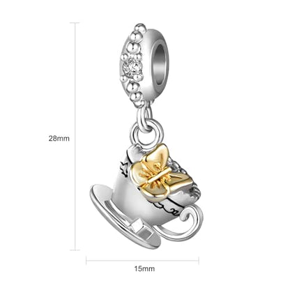 Coffee Charm Compatible with Pandora Charms Bracelets for Women Christmas - style: coffe white