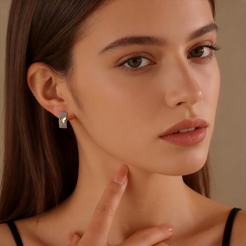 Turquoise Hoop Earrings for Women/Men 18K Real Gold Plated Cubic Zirconia Hoop Earrings Hypoallergenic Cartilage Ear Jewelry - color: Butterfly